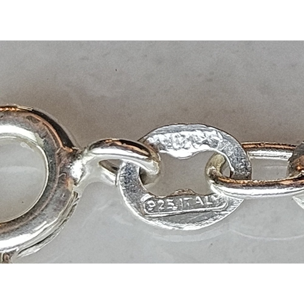 Vintage 925 ITALY Sterling Silver ID Open Heart Bracelet Approx. 7" L - Picture 6 of 8